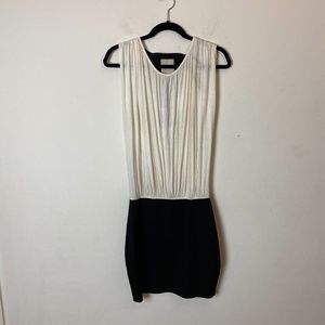 cream and black mini dress